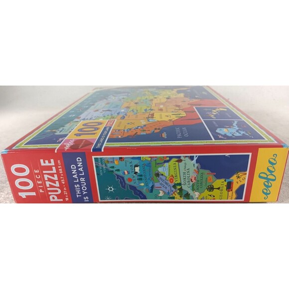 This Land Is Your Land 100 Piece United States US Map Puzzle 18" x 27" by Eeboo - Picture 2 of 5